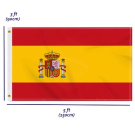 3×5 FT Spain Flag, Large 100D Spainish National Outdoor Banner,Doube Side Printing Decor For Patio Garden With Brass Gromment