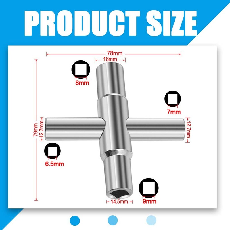 XURJUMI Square Key, 4-Way Inner Dimensions 6.5 mm / 7