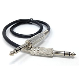 DRUT 50cm short 6.35mm Male to 6.35mm Male Stereo Audio Cable, 1/4" TRS Connectors For Professional Music Instruments & Home Audio 1.6ft Black Nickel Connectors