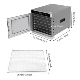 Fichiouy 110V/700W Food Dehydrator with Over Heat Protection, Stainless Steel Adjustable Digital Timer Temp Control for Food and Jerky, Herbs, Veggies 95ºF-167ºF (Silver 6-Tray)