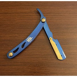 Gold and Blue Cool Design Shaving Blade Straight Edge Razor Barber and Salon Tool