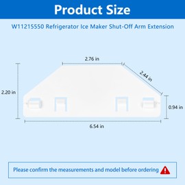 W11215550 Refrigerator Ice Maker Shut-Off Arm Extension Compatible with Maytag KitchenAid Jenn-Air Whirlpool Ice Maker Shut Off Extension, Refrigerator Ice Level Arm Replaces 2304353 4844535 W11112558