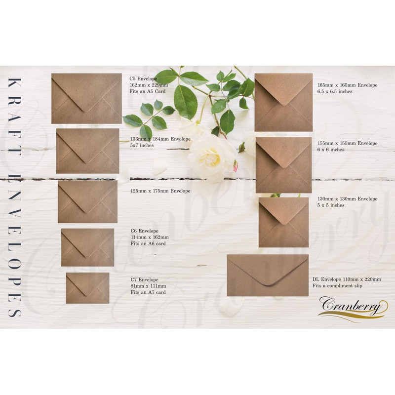 50 Pack Kraft Envelopes Recycled Fleck Natural Brown (DL (110x220mm))