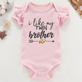 Acwssit I Like My Twin Brother Sister Newborn Twins Outfits Boy And Girl Baby Items White Sister Pink Brother 0-3 Months