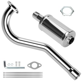 CILOYU Central Long Mini Bike Exhaust Header Pipe with Muffler Kit Replacement for GMB100 Coleman CT100U Predator 99cc 79cc 3HP 98cc Mini Bike 154F 3.0HP Engine GPS Rascal 98 Lite Minibike Parts