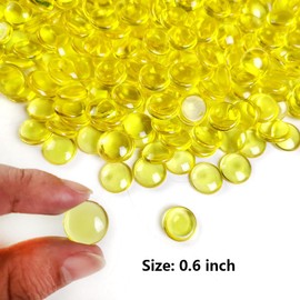Ocefeiyue 340 PCS Yellow Acrylic Flat Marbles Decorative Gems Table Confetti for Vase Fillers,Table Scatters,Fall Decor,Floral Display,Party Decoration,7 OZ