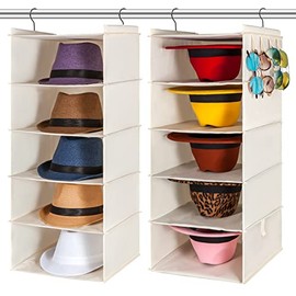 Hat Rack for Closet Organizers and storage, Fedora Panama Sum Summer Hat Holder Hat Organizer 10 Shelves Black Storage Container (Beige)
