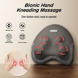 MERACH Portable Heated Back and Neck Massage Deep Tissue Massage Pillow for Chair,Car Relax Comfort Multifunction Massager Therapy Device - Color: Grey