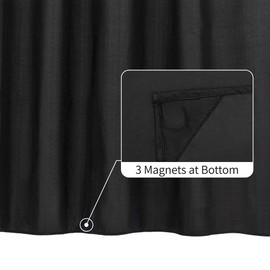 ALYVIA SPRING ALYVIA SPRING Waterproof Fabric Shower Curtain Soft Hotel Quality - 3 Magnets at Bottom, Premium Black Shower Curtain Liner for Bathroom, Light-Weight Cloth & Washable - 72x72, Black