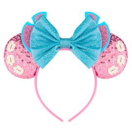 LYLIN Stitch Ears,Pink Stitch Mouse Ears Headbands with Bow for Women Girls Boys, Stitch costume accessories for Birthday Party Travel