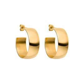 PURELEI® Glowing Earrings (Gold, Silver, Rose Gold), Waterproof Hoop Earrings in Wide Design for Women, Elegant Stainless Steel Earrings, Gifts for Women, Stainless Steel