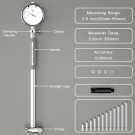 Dial Bore Gauge 2"-6" / 0.001", Engine Hole Cylinder Gauge Measuring Tool Set, Inside Micrometer Dial Indicator with Self-Centering Dial for Bore Measurement