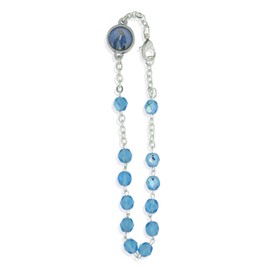 Vatican Imports Crystal One Decade Rosary Bracelet (Aqua)