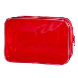 Neon Clear Pouch Small, Clear Makeup Bag, 7"x2.3"x4.7" Size TSA Approved Toiletry Bag, Clear Travel Bags for Toiletries, Clear Cosmetic Bag for Women and Men Small, red, Solid Color and Neon Color