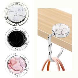 HUATEEN Bag Holder for Table, Pack of 3, Foldable Non-Slip Handbag Holder, Marbling Bags Hanger, Bag Hook Holder for Handbags, Table Handbag Holder, Hook for Restaurant