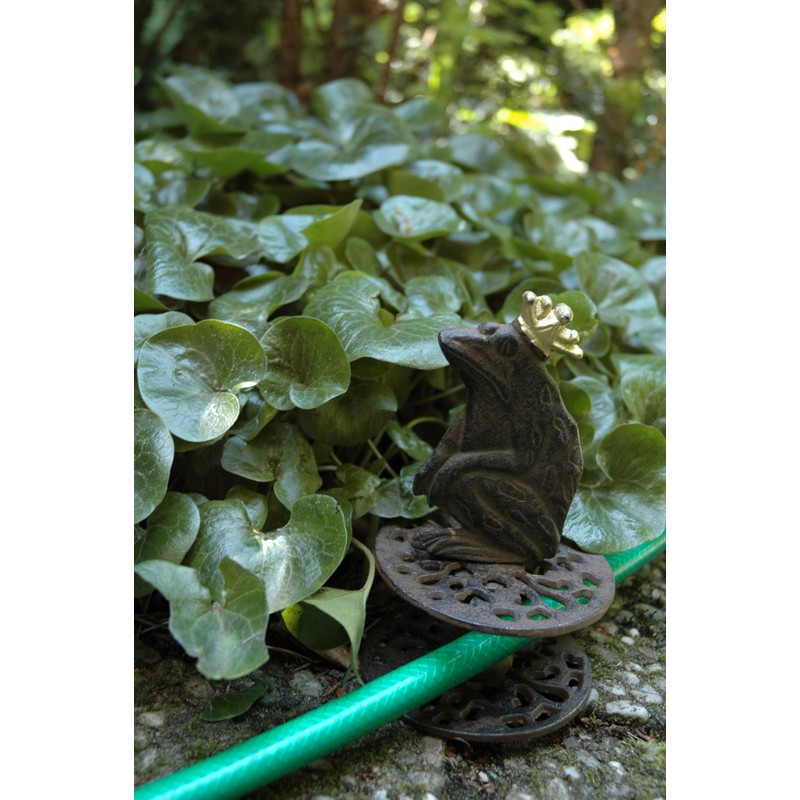 Rustic Pulley Frog King, Cast Iron Garden Hose Guide, Dimensions