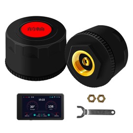 DeepMoto Motorcycle Wireless Tire Pressure Sensor TPMS, Wireless Connection, Real-time Display of Tire Temperature and Tire Pressure Value, Only Suitable for DeepMoto D16X Motorcycle Drive Recorder