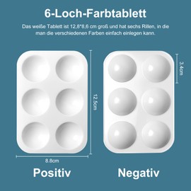 Pack of 24 Mixing Palette Plastic Acrylic Paints Painting Palette Rectangular Watercolour Palette White Painting Palette Paint Tray 6 Compartments Colour Mixing Palette for Watercolours Oil Acrylic