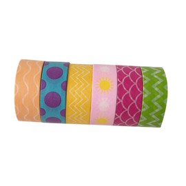 TEHAUX 6rolls Decorative Washi Tape Unique Paper Tape for Photo Album Scrapbooking Crafting Mixed Style Rainbow Design for Home Decor Wrapping