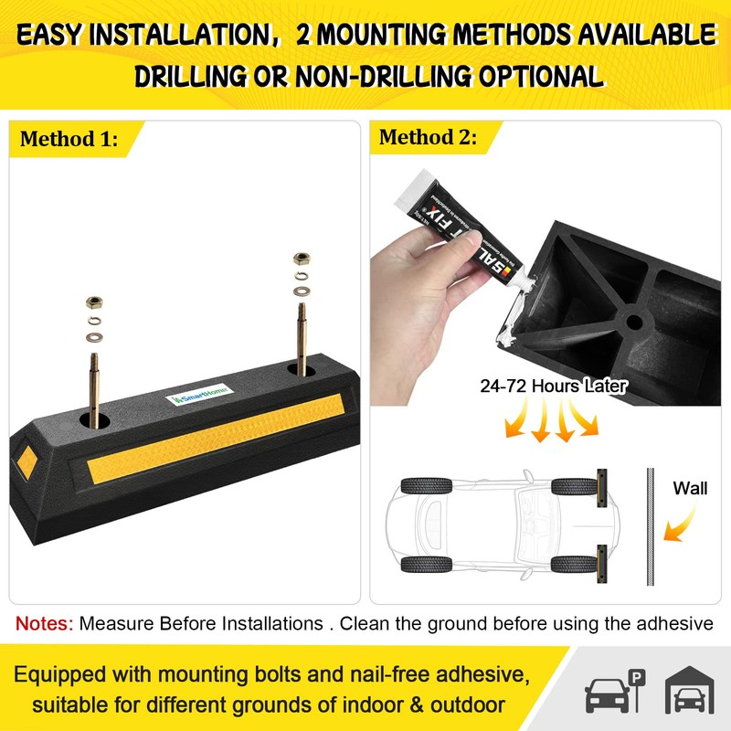 Car Parking Stopper – 2PCs Heavy Duty Rubber Curb Car