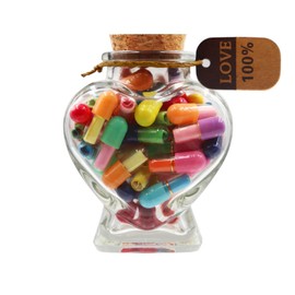 Prounion Pack of 50 Message Capsule Letters in a Bottle, Message Capsule Pill Letters Message Bottle Mail Letter Capsules for Boyfriend Girlfriend Heart Shaped
