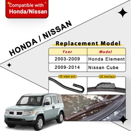 RAINTOK Windshield Wiper Blades Replacement for 2003-2009 Honda Element / 2009-2014 Nissan Cube Original Factory Quality Front Rear Wipers Blade Set for My Car - 20" 20" 12" (Pack of 3)