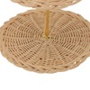 2 Tier Rattan Serving Standing Trays Round Woven Bread Fruit