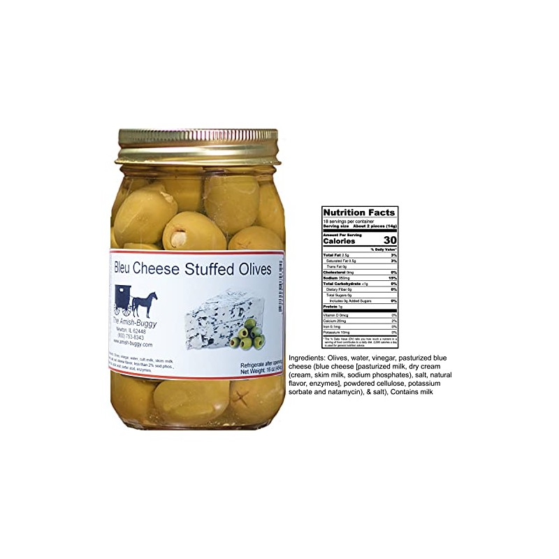 Stuffed Large Olives - Two 16 oz. Jars (Bleu Cheese