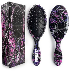 ZEVGANI Detangling Smoothing Haibrush, Soft Bristle Hair Brush for Women Men Kids Hair - Wet or Dry Detangler Brush, Styling Brush - Muddy Girl (Pink-Purple-Black)