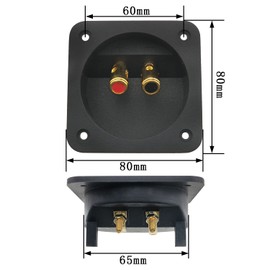 Mutai Speaker Box Terminal Cup 2PCS 80X80mm 2 Way Speaker Box Terminal Binding Post Square Connectors with Gaskets