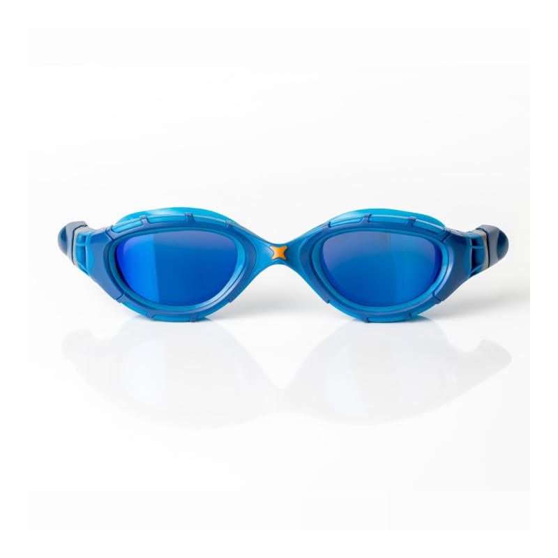 Zoggs Predator Flex Titanium-Smaller Fit Adult Swim Goggles, Blue/Blue/Mirrored Blue,
