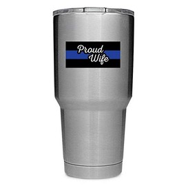 DHDM Designs 2-Pack Proud Police WifeThin Blue Line | Premium Quality Vinyl Decal Tumbler Stickers | Stickers ONLY Cup NOT Included | 3-Inch Laminated with UV Protective Laminate | PD2994