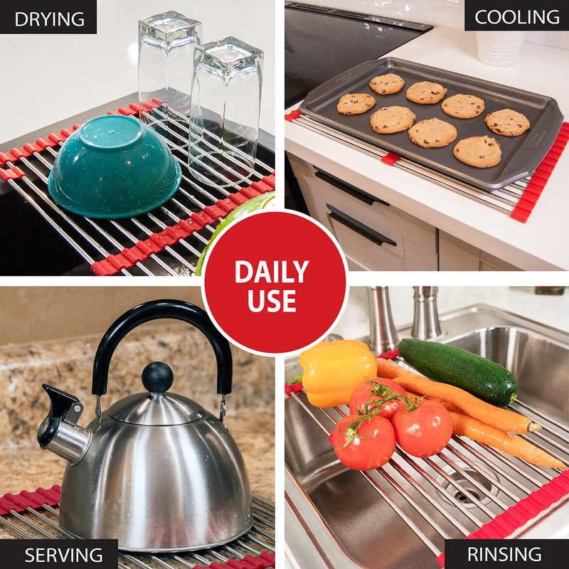 Total Rack, Expands 10" to 21", 10-Inch-Wide Multipurpose Over-Sink Dish-Drying