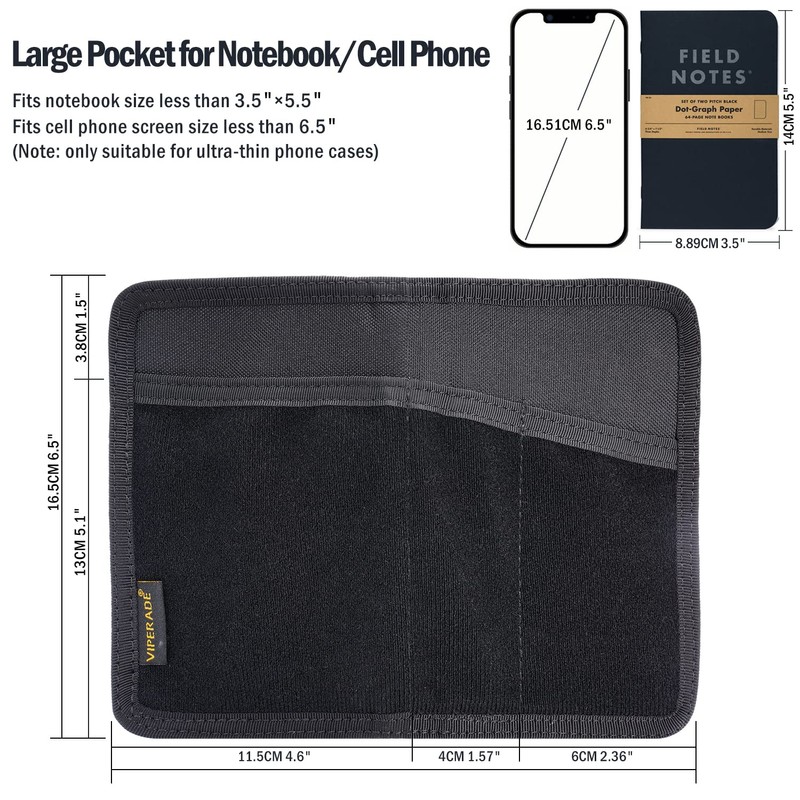 VIPERADE VE11 Pocket Journal Pouch, EDC Wallet Small Notebook Cover,