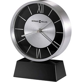 Howard Miller Davis Table Clock 645-787 – Black Aluminum Metal Home Decor and Crystal with Quartz Movement