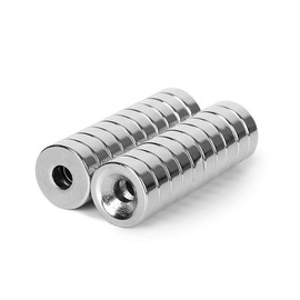 Round Disc Magnets 1/2x3/16 - Magnetic Countersunk Ring 12x5mm Screw Hole Size #6 Crafting Holder DIY Fastener Circular Magnet Disk N52 (20 Pack)