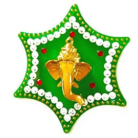 BDS CREATIONS Multi Color Acrylic Handcrafted Designer Stone Ganesh- A Sticker for Door/Wall/Floor Decoration/Diwali Decoration -Medium Size
