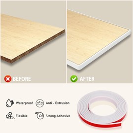 16.4ft U-Shape Edge Banding, HeiPen Self Adhesive Rubber Edge Trim, TPE Flexible Furniture Edge Protector for Wood Veneer Cabinet Repair Furniture Restoration (18mm, White, 1)