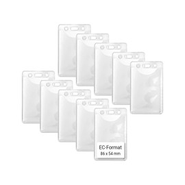 Karteo Credit Card ID Sleeves [Pack of 10] Card Sleeves Vertical Transparent Vinyl ID Card Holder 86 x 54 mm Card Holder
