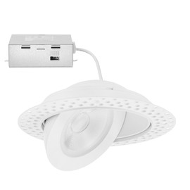 Maxxima 4” 5 CCT Rotatable Ultra-Thin Trimless Recessed LED Floating Gimbal Downlight, 750 Lumens, Color Selectable 2700K/3000K/3500K/4000K/5000K, 90-Degree Tilt, Dimmable, 90 CRI, IC Rated Canless