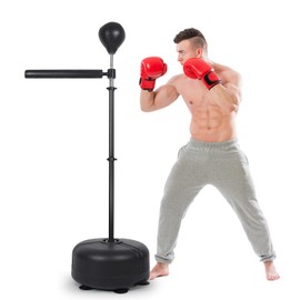 Veocore Boxing Bar with Punching Bag, Boxing Spinning Bar Boxing Speed Trainer, Height Adjustable Boxing Bar with Punching Bag and Reflex Bar, Boxing Training Equipment for Teens Adults, Black