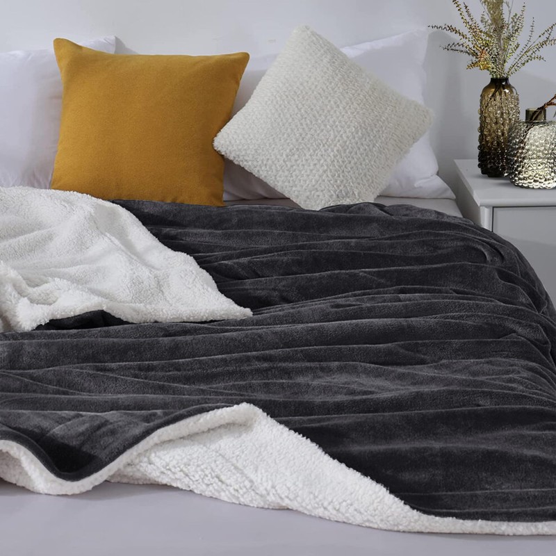 Oxford Homeware Sherpa Fleece Blanket Reversible Throw Blankets Soft Fluffy