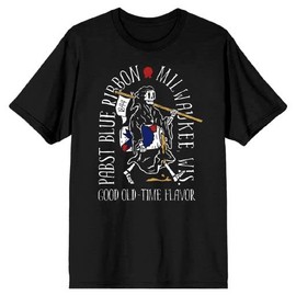 Pabst Blue Ribbon Grim Reaper Good Old-Time Flavor Men's Black T-shirt-3XL