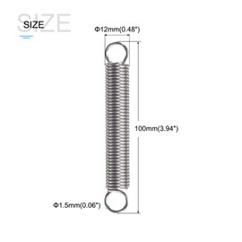 METALLIXITY Extension Spring (1.5x12x100mm/0.06"x0.48"x3.94") 2Pcs, 304 Stainless Steel Tension Spring Wire - for Home Repair Construction Machinery