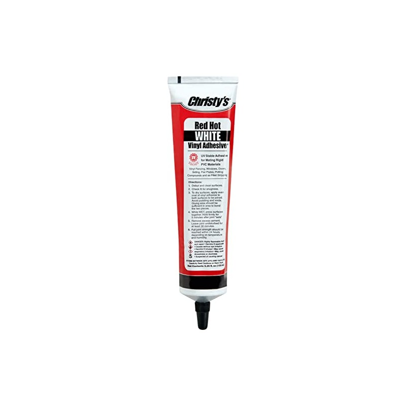 Christy's Red Hot Vinyl Adhesive, White, 5.25 oz Tube