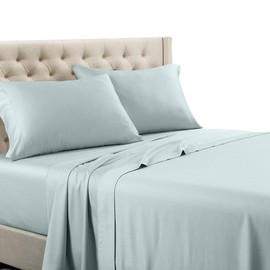 Royal Tradition Solid 600-Thread-Count, 100-Percent Cotton, Split-Top-California King 4PC Sheets Set for Adjustable Beds, Sea