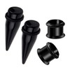 HEKEUOR 1/2" 12mm Black Acrylic Tapers + Stainless Steel Black