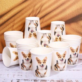 FYSUIMU 50Pcs Animal Dog Paper Cups Realistic Corgi Puppy Disposable Cups for Hot Cold Drinks Pet Lover Party Table Decor Supplies, 9 Oz