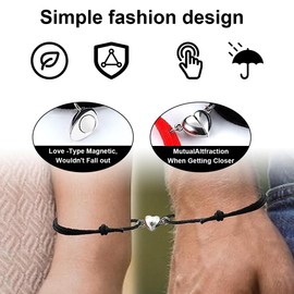 LuLiyLdJ Set of 2 Couple Bracelets, Magnetic Couple Bracelets, Attract Each Other, Braided Matching Bracelets, Friendship Bracelets, Gifts for Women and Men