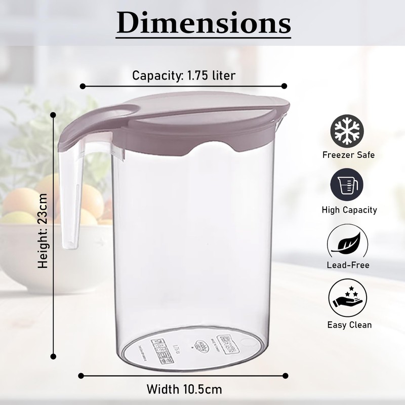 1.75 Litre Plastic jug with Lid Water Juice Milk Pitcher